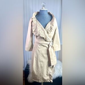 J. Crew Cream Ruffle Trench Coat